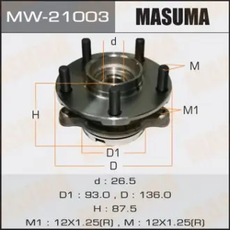 Ступиця колеса переднього у зборі з підшипником Infinity FX 35 (02-12) G 37 (08-), M 37 (10-) 2WD Masuma MW21003