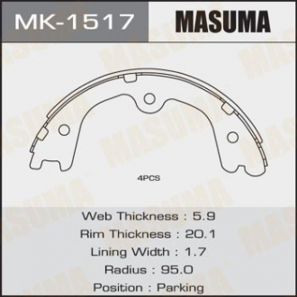 Колодка гальмівна барабанна Masuma MK1517 (фото 1)