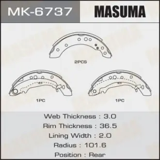 Колодка тормозная барабанная Masuma MK6737