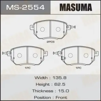 Колодка тормозная Masuma MS2554