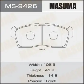 Колодка тормозная Masuma MS9426
