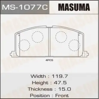 Колодка тормозная Masuma MS1077