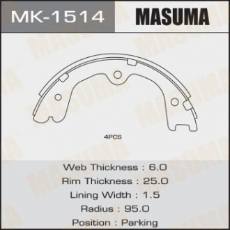 Колодка тормозная барабанная Masuma MK1514 (фото 1)