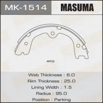 Колодка гальмівна барабанна Masuma MK1514