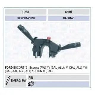 Переключатель на рулевой колонке FORD ESCORT V 1.3,1.4,1.6,1.8,RS 2000,VI 1.3,1.4,1.6,1.8,RS 2000,VII 1.3,1.4,1.6,1.8,RS 2000,ORION I [00005014 MAGNETI MARELLI DA50145 (фото 1)