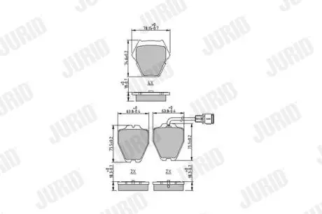 Тормозные колодки перед. (с пр. датч.) AUDI A6/S6 97-05 VW Passat 00-05, Phaeton 02- Jurid 573208J