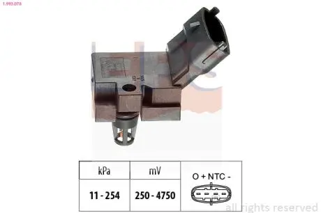 VOLVO Датчик давления в впускном коллекторе C30/70,S40/60/80,V70,XC70 2.0/2.5 98- Eps 1.993.078