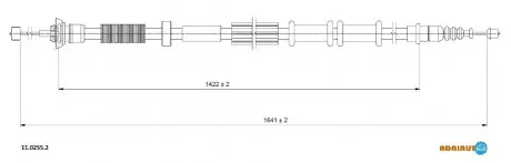 Трос стояночного гальма задн Лів (1640мм/1640мм) ABARTH GRANDE PUNTO, PUNTO, PUNTO EVO ALFA ROMEO MITO FIAT GRANDE PUNTO, PUNTO, PUNTO EVO, PUNTO EVO/HATCHBACK, PUNTO/HATCHBACK 0.9-1.6D 06.05- ADRIAUTO 11.0255.2