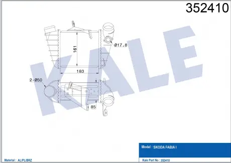 KALE SKODA Интеркулер Fabia I 1.9TDI 00- Номер шасси до 6Y-44115 000 KALE OTO RADYATOR 352410