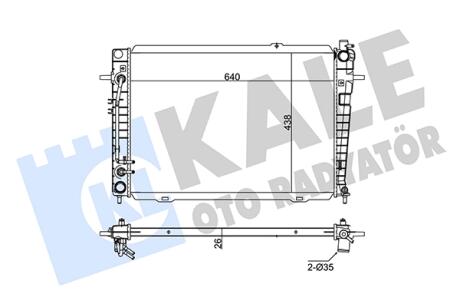 Радіатор охолодження двигуна (паяний) Hyundai Tucson, KIA Sportage (04-) 2.0 CRDI, 2.0 CVVT, 2.7 CVVT KALE OTO RADYATOR 351240