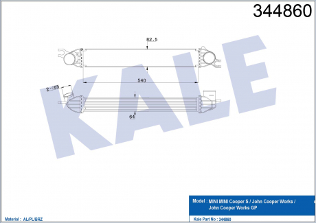 KALE BMW Интеркулер Mini Cooper,One,Clubman,Countryman,Paceman 1.6 KALE OTO RADYATOR 344860