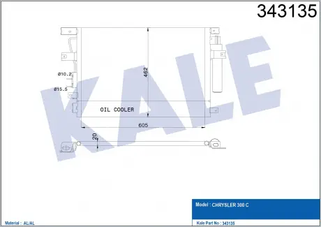 KALE CHRYSLER Радиатор кондиционера с осушителем 300C,Lancia Thema KALE OTO RADYATOR 343135