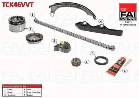 Фото nissan к-кт цепи привода распредвала note,micra ii,iii 1.2/1.4 FAI TCK46VVT NISSAN К-кт цепи привода распредвала Note,Micra II,III 1.2/1.4 FAI TCK46VVT