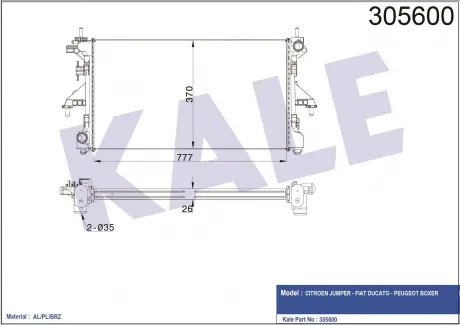 KALE CITROEN Радиатор охлаждения Jumper,Peugeot Boxer 3.0HDI 06- KALE OTO RADYATOR 305600