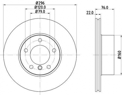 Диск тормозной перед. (вентил.) BMW 5-serie (E39) (296*22) HELLA 8DD 355 104-591 (фото 1)