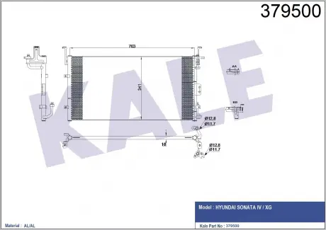 KALE HYUNDAI Радиатор кондиционера Sonata IV,Kia Magentis 01- KALE OTO RADYATOR 379500