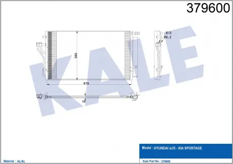 Радиатор кондиционера Hyundai IX35, Kia Sportage KALE OTO RADYATOR 379600
