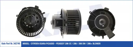 Электровентилятор отопителя Peugeot 206 (00-) A/C+ KALE OTO RADYATOR 342740
