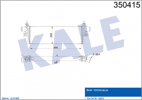 KALE TOYOTA Интеркулер Fortuner,Hilux VIII 2.4/2.8d 15- KALE OTO RADYATOR 350415