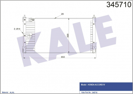 KALE HONDA Радиатор кондиционера Accord IV 2.0/2.2 90- KALE OTO RADYATOR 345710