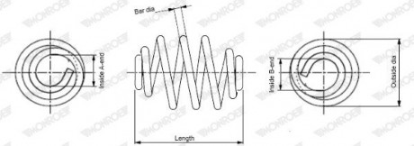 VW Пружина задняя L=254mm Sharan 1.9TDI/2.0 95- MONROE SN2194 (фото 1)