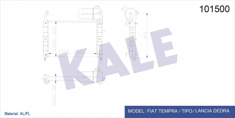 KALE FIAT Радиатор охлаждения Tempra,Tipo 1.4/1.6 88- KALE OTO RADYATOR 101500