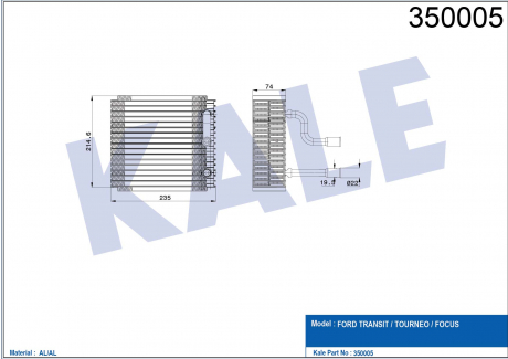 KALE FORD Испаритель Focus 98-,Transit Connect 02- KALE OTO RADYATOR 350005