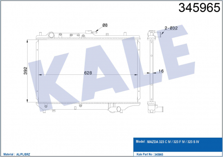 KALE MAZDA Радиатор охлаждения 323 IV 1.3/1.8 89- KALE OTO RADYATOR 345965