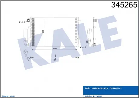 Радіатор кондиціонера Nissan Qashqai, Qashqai +2 KALE OTO RADYATOR 345265