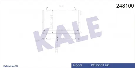 KALE PEUGEOT Радиатор кондиционера 552X363X16 206 KALE OTO RADYATOR 248100 (фото 1)