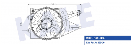 KALE FIAT Вентилятор радиатора Linea 1.3/1.6d 07- KALE OTO RADYATOR 195420