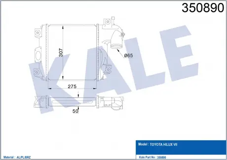KALE TOYOTA Интеркулер Hilux VII 2.5/3.0D-4D 05- KALE OTO RADYATOR 350890