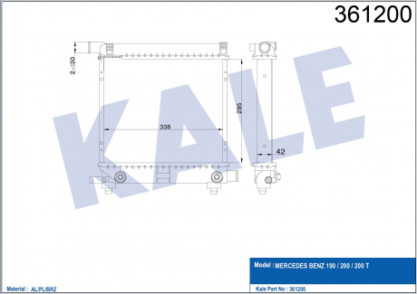KALE DB Радиатор охлаждения W124/201 1.8/2.0 83- KALE OTO RADYATOR 361200