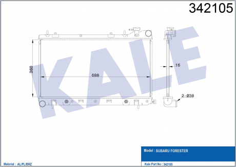 Радиатор охлаждения Subaru Forester KALE OTO RADYATOR 342105