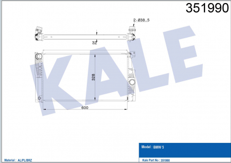 KALE BMW Радиатор охлаждения 5 F10 520/528i 11- KALE OTO RADYATOR 351990