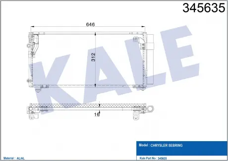 KALE CHRYSLER Радиатор кондиционера Sebring 01- KALE OTO RADYATOR 345635