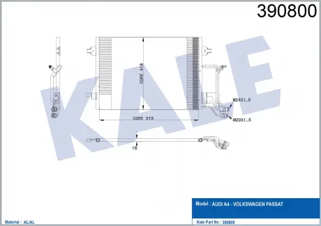 KALE VW Радиатор кондиционера Audi A4,Passat KALE OTO RADYATOR 390800