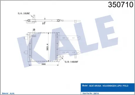 KALE VW Радиатор кондиционера Polo 94-,Seat KALE OTO RADYATOR 350710