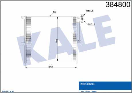 KALE BMW Радиатор кондиционера X3 E83 03- KALE OTO RADYATOR 384800
