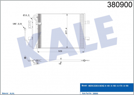 KALE DB Радиатор кондиционера W168 97-00 KALE OTO RADYATOR 380900 (фото 1)