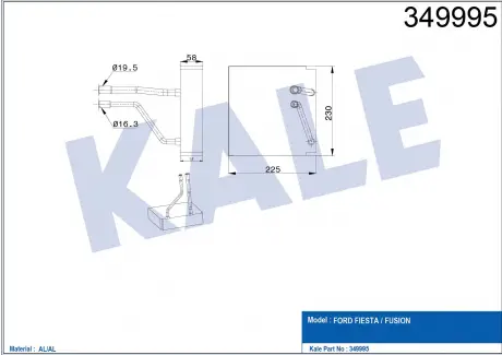 KALE FORD Испаритель Fiesta V,Fusion 03- KALE OTO RADYATOR 349995
