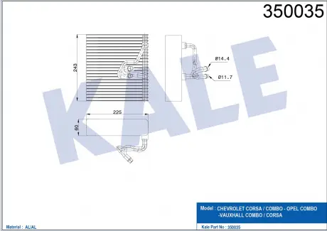 KALE OPEL Испаритель Combo Tour,Corsa C KALE OTO RADYATOR 350035