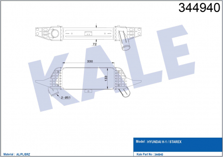 KALE HYUNDAI Интеркулер H-100 2.5TD 06- KALE OTO RADYATOR 344940