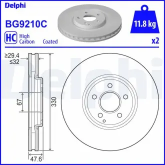 DB Тормозной диск передний W211 Delphi BG9210C