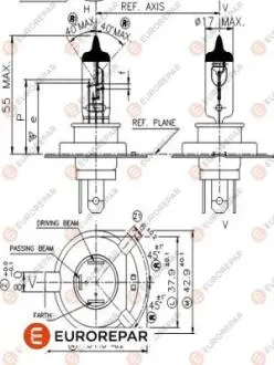 Автолампа H4 12V 60/55W P43T Eurorepar 1616431180