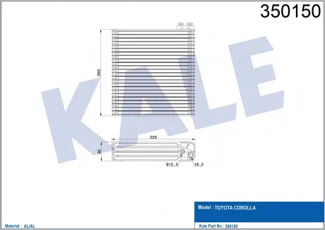 KALE TOYOTA Испаритель Corolla 01- KALE OTO RADYATOR 350150