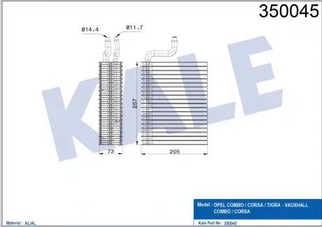 KALE OPEL Испаритель Corsa B,Combo KALE OTO RADYATOR 350045