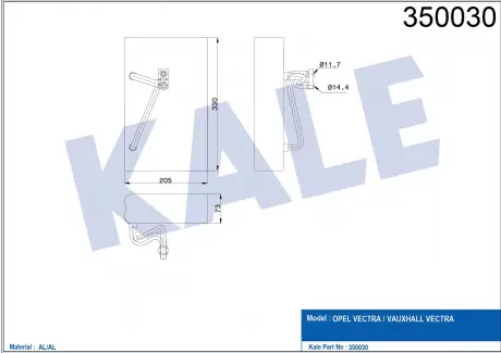 KALE OPEL Испаритель Vectra B 95- KALE OTO RADYATOR 350030