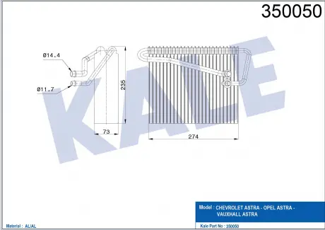 KALE OPEL Испаритель Astra G 98- KALE OTO RADYATOR 350050