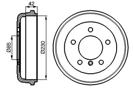 DB Барабан тормозной задний 207-210 230X42 BOSCH 0986477101